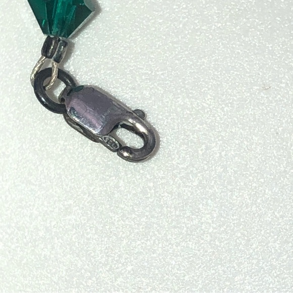 sterling Silver & Green & White Facet Cut Crystal Beaded Bracelet 925 Clasp 8” - Picture 5 of 6